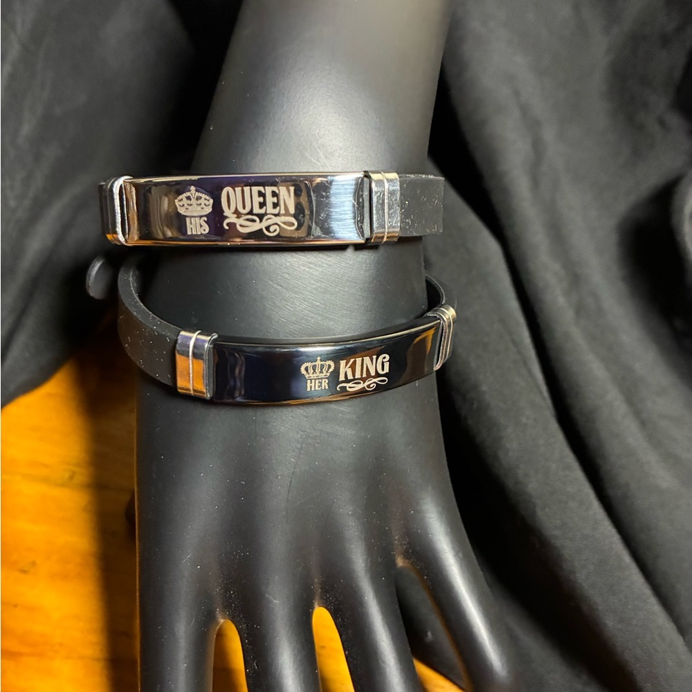 Stainless steel two-piece his and her bracelets
